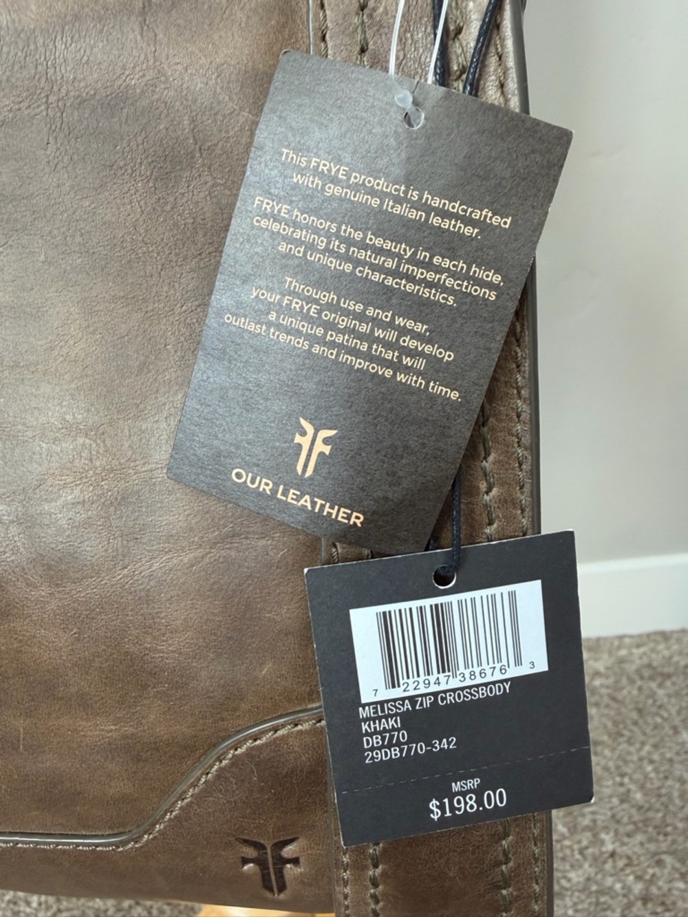 NWT FRYE Melissa Zip Adjustable Strap Leather Crossbody + Dust Bag - Picture 6 of 16